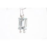 15ct Aquamarine & Diamond Pendant Necklace