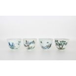 (4) Chinese Famille Rose Cups, Kangxi Mark