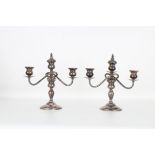 Pair of Sterling Weighted Tri-Candlesticks