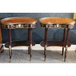 Pair of Bronze Mounted Kidney Shaped Side Tables