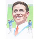 Tom McNeely (B. 1935) "Bobby Jones" Watercolor