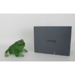 French Lalique Green Toad in Original Fitted Box