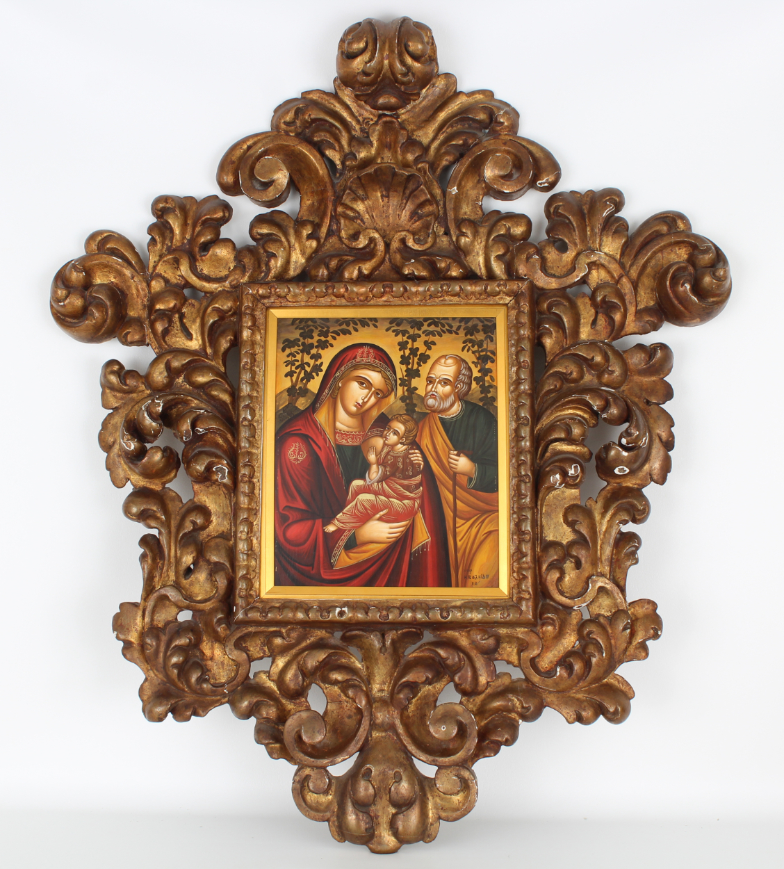 Russian Icon, Large Elaborately Carved Frame - Image 5 of 5