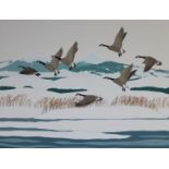 Bernard Scott (20th C.) "Dusky Canadian Geese" W/C