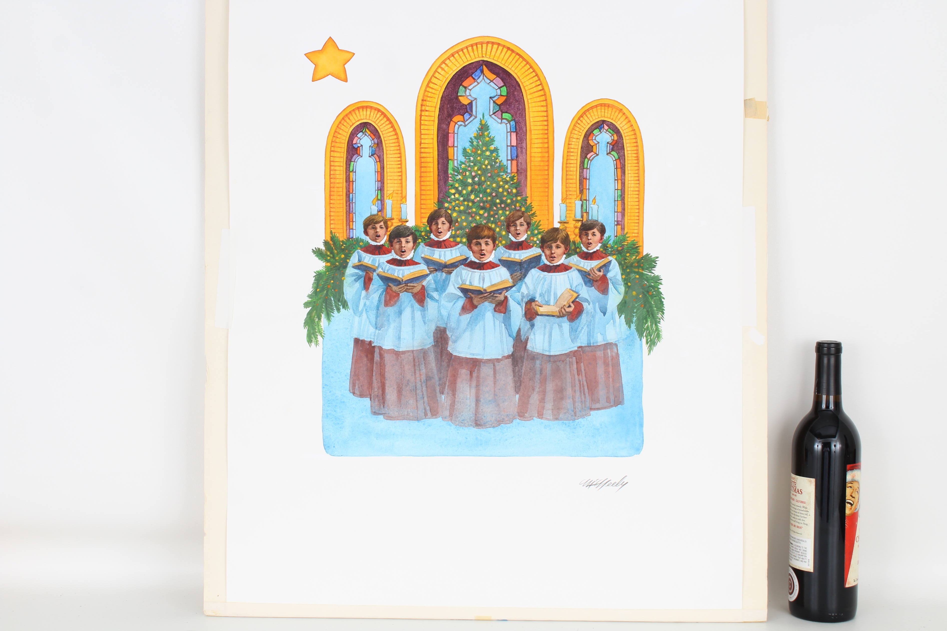 Tom McNeely (B. 1935) "Christmas Choir" Watercolor - Image 2 of 5