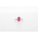 14K White Gold Ruby & Diamond Ring