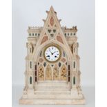 Exceptional Carved Alabaster/Inlaid Clock