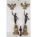 (2) Monumental Bronze French Empire Candelabra