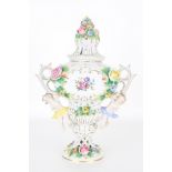 19th C. German Sitzendorf Porcelain Floral Vase