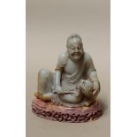 Finely Carved Chinese Soapstone Figure on Stand