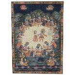 Hand Painted Polychrome Indian Tapestry