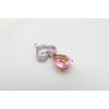 14K Gold Pink Topaz & Pink Sapphire Pendant