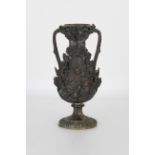 Antique Twin Handled Bronze Figural Vase