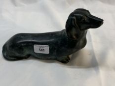 20th cent. Bronze dachshund. Length 10ins.