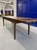 A good 19th cent. French cherry wood extending farmhouse dining table, with drawers to either