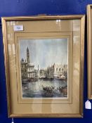 Continental School: 19th cent. Watercolour on paper, 'St. Marks Square' , no signature, framed and