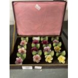20th cent. Ceramics: Mid century Crown Staffordshire hand crafted roses, twelve in total. 1½ins. x