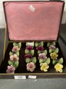 20th cent. Ceramics: Mid century Crown Staffordshire hand crafted roses, twelve in total. 1½ins. x