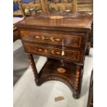 18th cent. Rosewood oak carcased serving table or desk of small proportions, inlaid shell and leaf