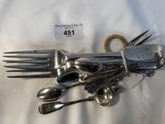 Hallmarked Silver: Five coffee spoons hallmarked Sheffield, pickle fork, mustard spoon hallmarked