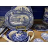 19th/20th cent. Ceramics: Blue and white Italian, and Spode. 'Lucano' blue room oval 10½ins, '