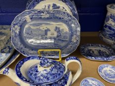 19th/20th cent. Ceramics: Blue and white Italian, and Spode. 'Lucano' blue room oval 10½ins, '