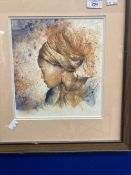 20th cent. Watercolour, woman in native dress, signed PM bottom right, framed and glazed. 10ins. x