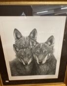 20th cent. Prints: Limited edition, wildlife Gary Hodges black and white Iberian Wolves 'Hope for