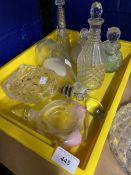 Late 19th/Early 20th cent. Glass: Perfume bottles hobnail cut long neck with hallmark silver