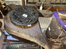 19th cent. Rural Collectables: Ex-Manor Farm, Avebury. Elm and iron fire bellows 21ins. long, iron