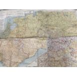 Maps: WWII era silk maps (2), Germany, France, Belgium, Holland, Switzerland. Scale 1:1,000,000. Two