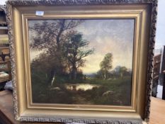 19th cent. Oil on canvas, figure by a lake, signed lower right J. Villet. 20ins. x 18ins.