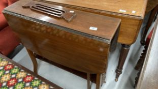 Early 20th cent. Mahogany lyre end drop leaf side table.