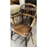 19th cent. Oak & elm child's Windsor chair.
