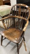 19th cent. Oak & elm child's Windsor chair.