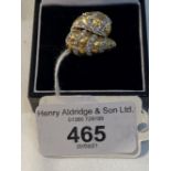 Jewellery: Yellow and white metal ring cluster set with fifty eight 8 cut diamonds, estimated weight