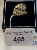 Jewellery: Yellow and white metal ring cluster set with fifty eight 8 cut diamonds, estimated weight