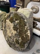 Rural Antiques: Ex-Manor Farm, Avebury staddle stone with top. Dia. 22ins. Height 26ins.