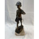 Sculpture: Bronze study of a boy in the style of Giovanni de Martino, Italian 1870-1935, on a