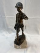 Sculpture: Bronze study of a boy in the style of Giovanni de Martino, Italian 1870-1935, on a