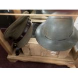 Militaria: Grieves Sam Browne, Herbert Johnson British Army service cap, and a WWII helmet with
