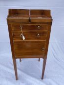 19th cent. Mahogany bachelor/campaign wash stand, double opening gallery fitted interior above two