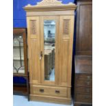 Edwardian satin walnut single wardrobe.