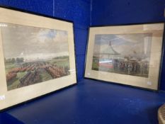 19th cent. Militaria: Coloured oilographs Queen Victoria inspecting the troops and a cavalry parade.