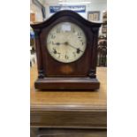 Clocks: American treen cased chiming mantel clock, maker W. Gilbert, Connecticut, USA.