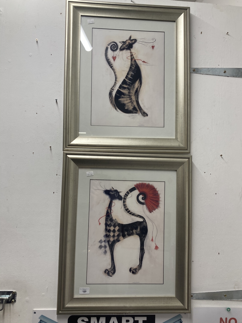 Prints: Cat prints by Marilyn Robertson, framed and glazed. 19½ins. x 15½ins. (2)