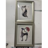 Prints: Cat prints by Marilyn Robertson, framed and glazed. 19½ins. x 15½ins. (2)