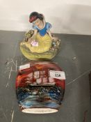 20th cent. Ceramics: Studio Pottery Anita Harris purse vase with a sailing boat design, plus 'Snow