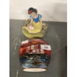 20th cent. Ceramics: Studio Pottery Anita Harris purse vase with a sailing boat design, plus 'Snow