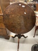 19th cent. Oak drop leaf tripod table. 25½ins.